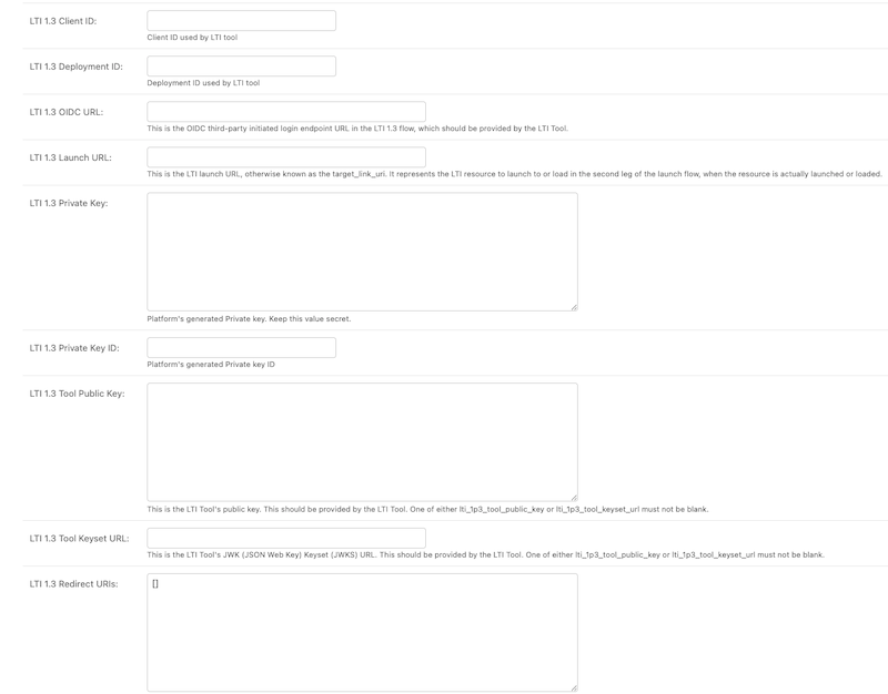 LTI store configuration fields in Django Admin
